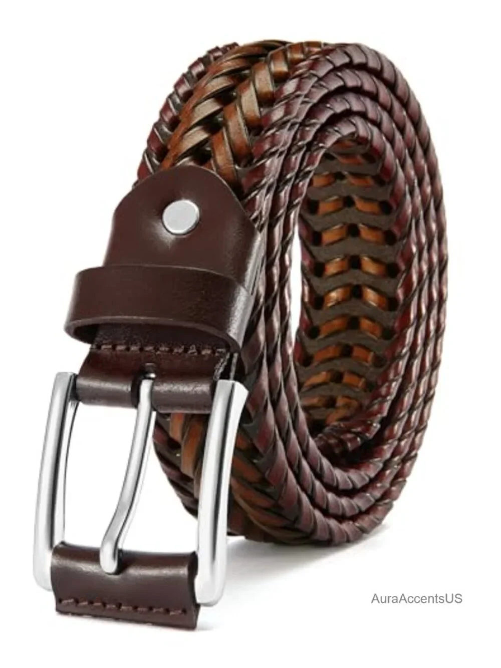 Genuine Leather Braided Woven Belt for Men - Adjustable Break-Resistant Golf
